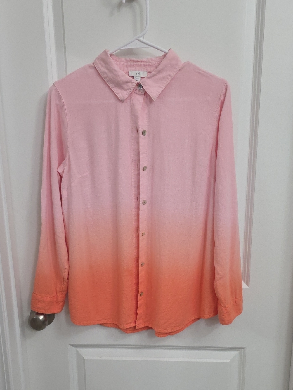 J. Jill Light Pink Button-Front Linen Shirt